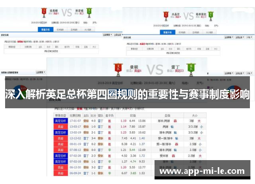 深入解析英足总杯第四圈规则的重要性与赛事制度影响